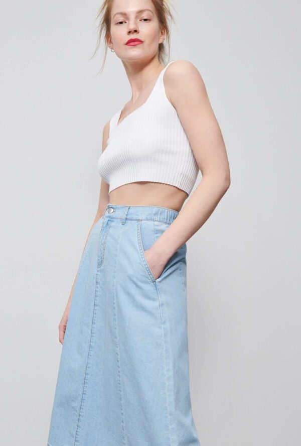 Skirt Solid Color High Waist - Image 2