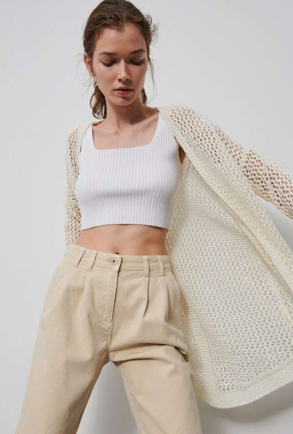 Solid Knitted Cardigan - Image 2
